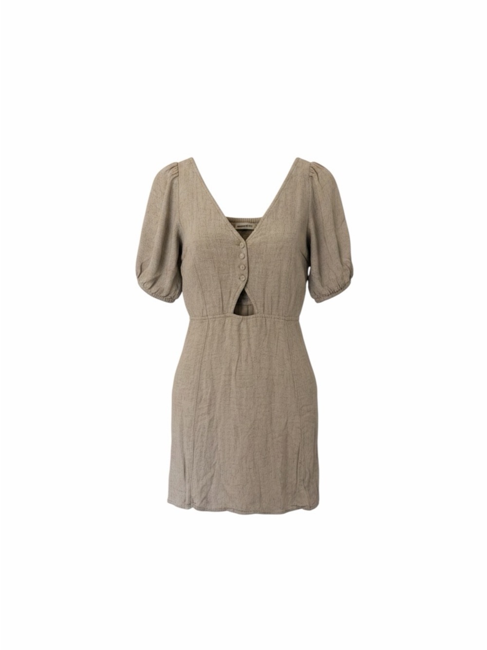 Size Small Abercrombie & Fitch Taupe V-Neck Puff Sleeve Mini Dress